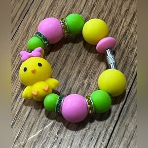 Handmade Spring Easter chick Beaded Tumbler Stanley cup handle accessory charm
